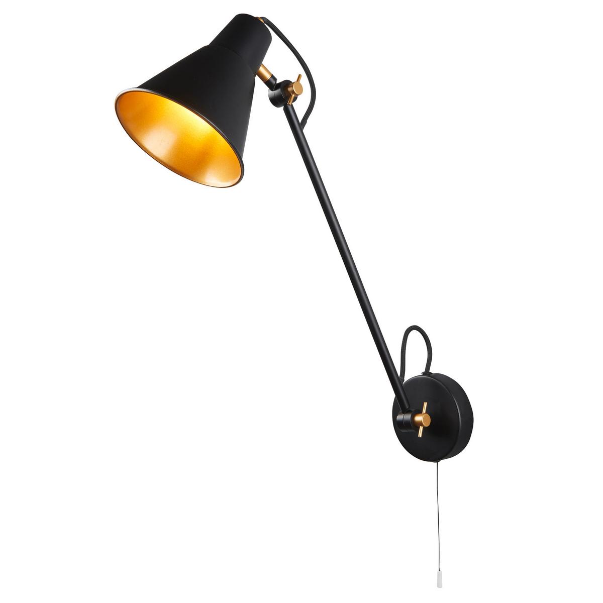 Wandleuchte 6302bk - Schwarz, Basics, Metall (14/39cm)