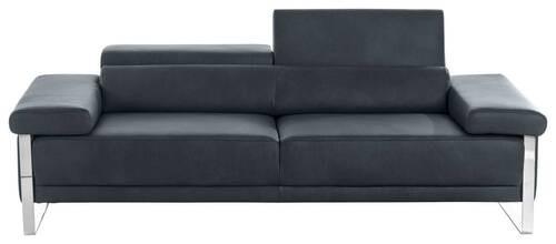 2-Sitzer-Sofa Floyd Rücken Echt Dunkelblau Vintage-Look - Chromfarben/Braun, KONVENTIONELL, Leder (210/71/106cm) - W.Schillig
