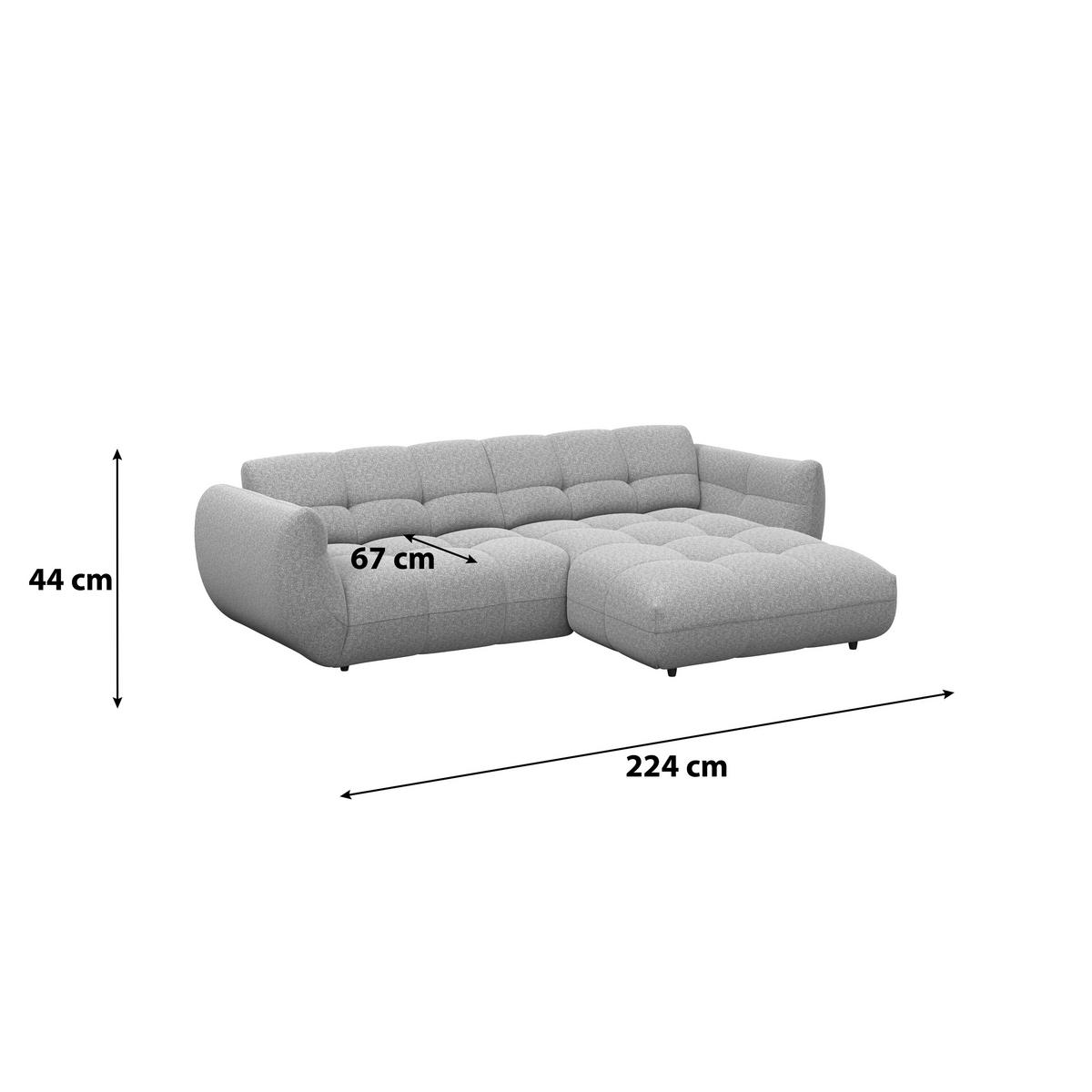Rohová sedačka PANDA, pravá, sivá ženilka - čierna/sivá, Trend, textil/plast (280/178cm)