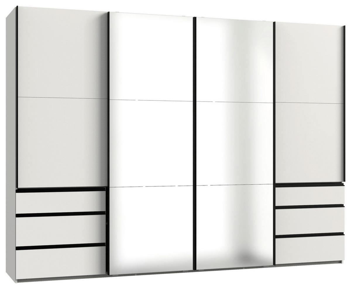 Schwebetürenschrank Level 36 A Weiß Dekor/Spiegel, B: 300cm - Weiß, MODERN, Glas/Holzwerkstoff (300/216/65cm) - MID.YOU