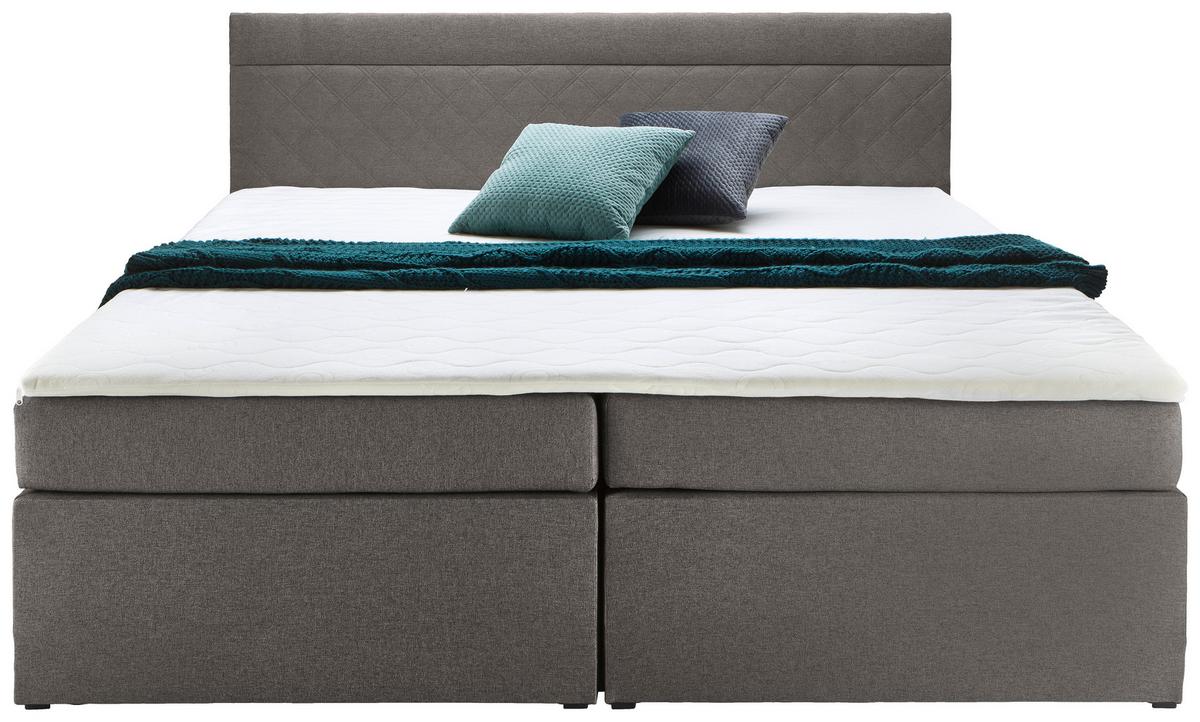 Boxspring posteľ s topperom Rosa, 180x200 cm, tmavosivá - čierna/sivá, Modern, drevo/kompozitné drevo (180/200cm) - Bessagi Home