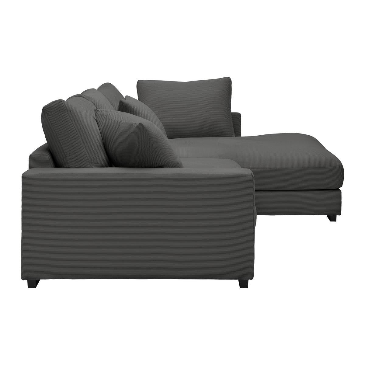 Rohová sedačka PEDRO, pravá, antracitová - černá/antracitová, Moderní, textil/plast (300/190cm) - Mömax