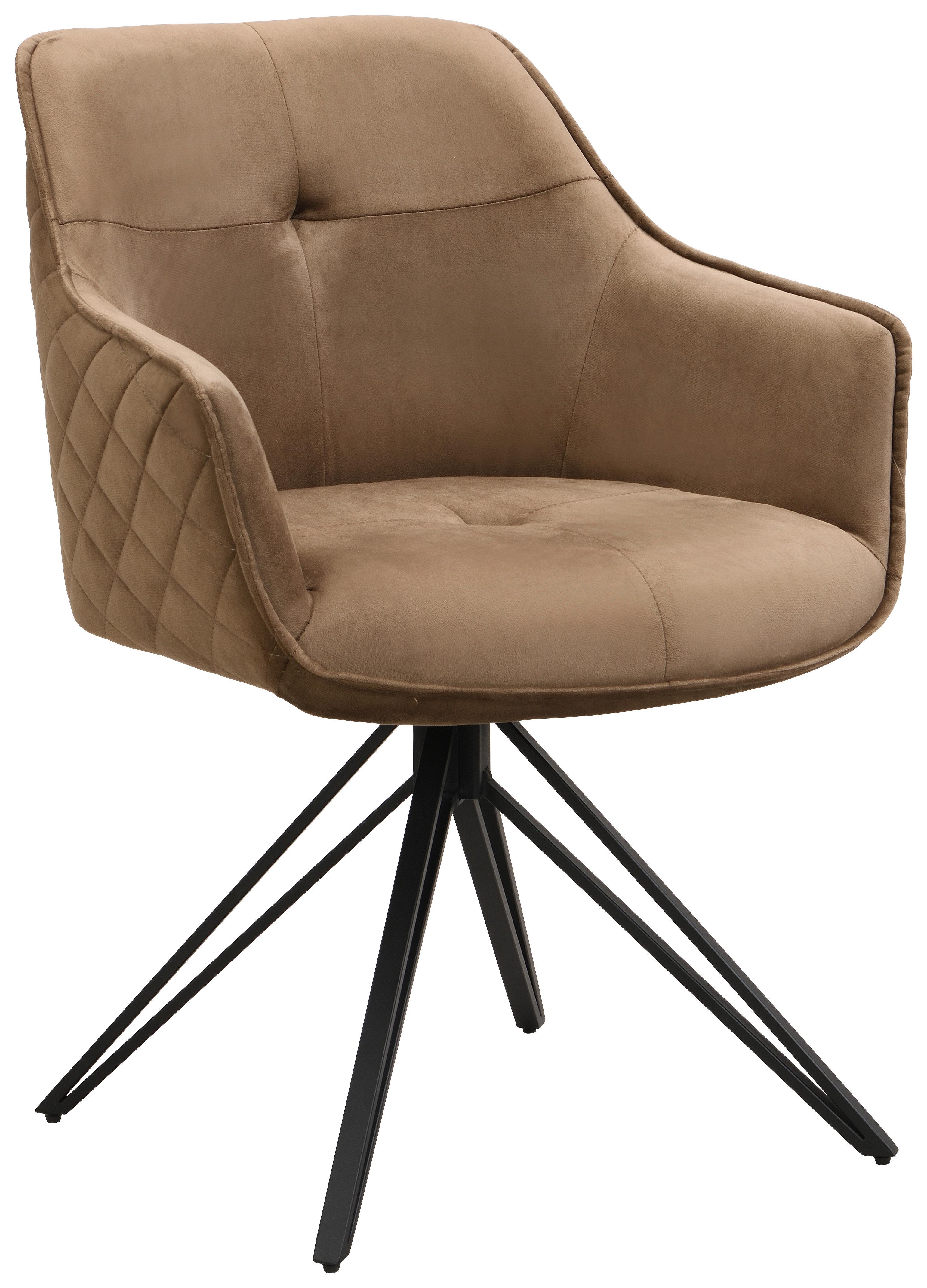 Armlehnstuhl Aurelia Schwarz/Taupe B: 57 cm - Taupe/Schwarz, MODERN, Textil/Metall (57/82/61cm) - Livetastic