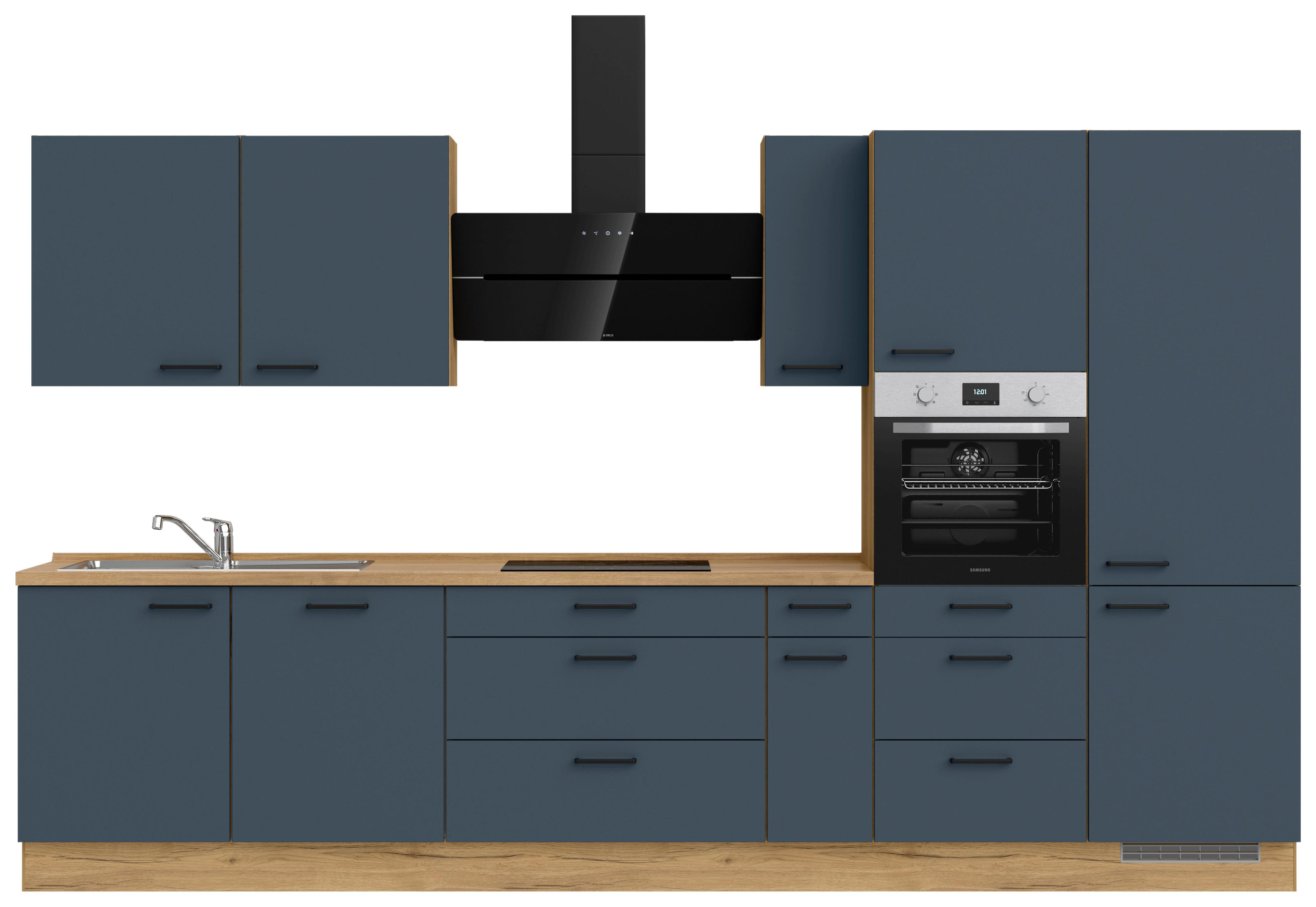 Küchenleerblock Easytouch High-Line, H12 Re. - Blau/Eichefarben, MODERN, Holzwerkstoff (360cm) - Nobilia