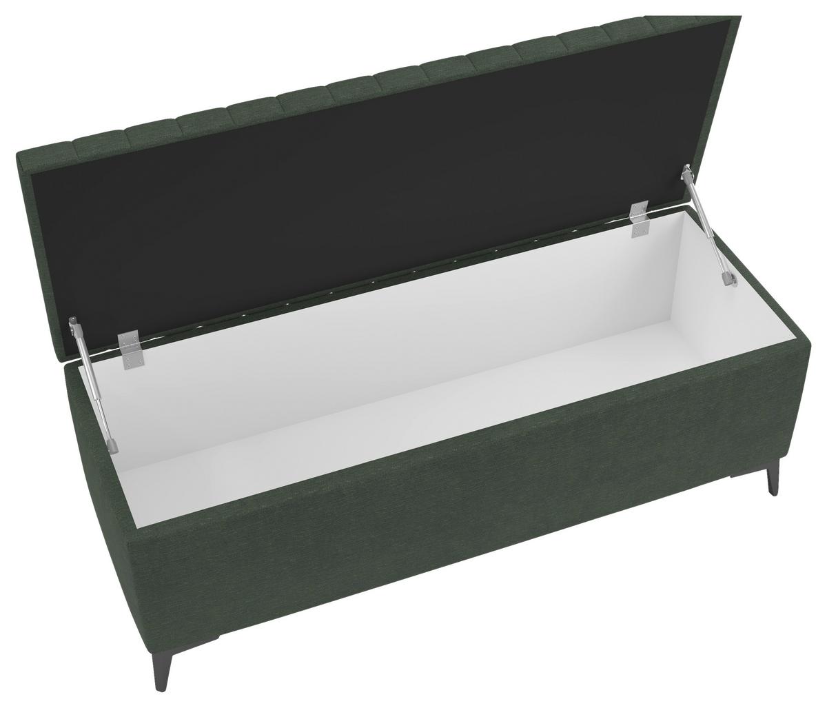 Lavica k posteli SANTI tmavozelená - čierna/tmavozelená, Modern, kov/kompozitné drevo (144/56/54cm)