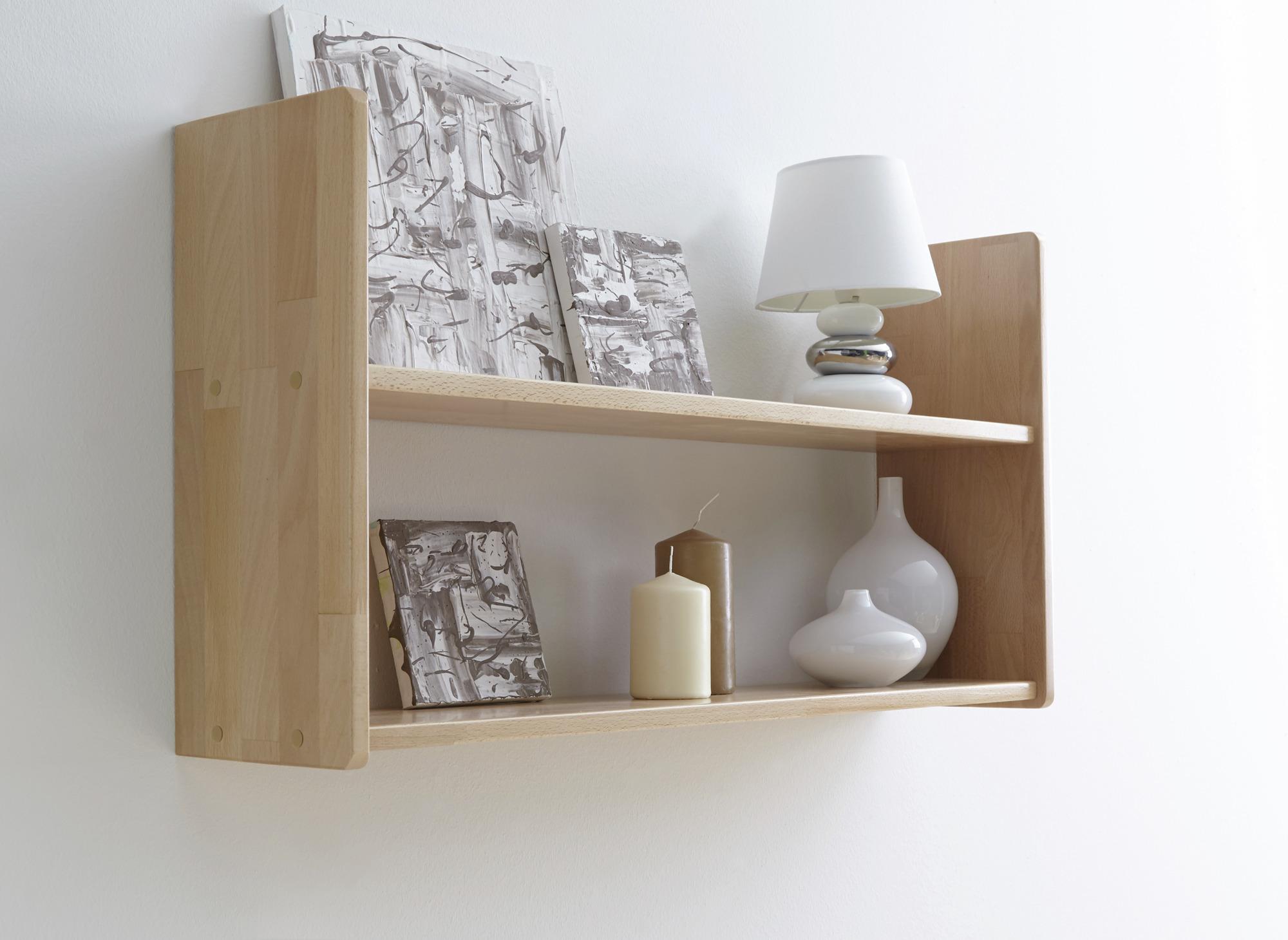 Wandregal Echtholz Massiv Buche Simone 90 cm Natur - Buchefarben, Basics, Holz (90/45/20cm) - MID.YOU