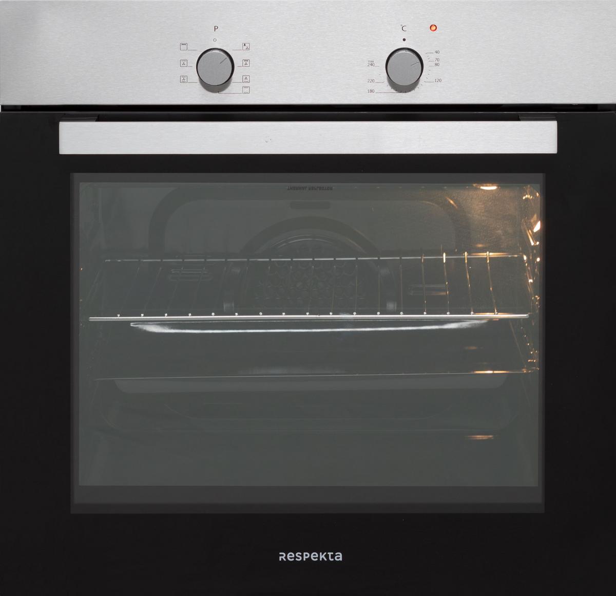 Einbau-Backofen B: 59,5 cm Schwarz/Edelstahlfarben - Edelstahlfarben/Schwarz, Trend, Glas/Metall (59,5/59,5/56,5cm) - Respekta