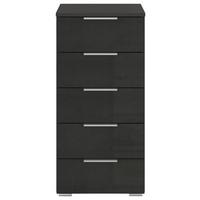 Nachtkästchen Mars 5l-Hg Weiß B: 84 cm - Grau Hochglanz/Alufarben, Basics, Holzwerkstoff (40/84/40cm)