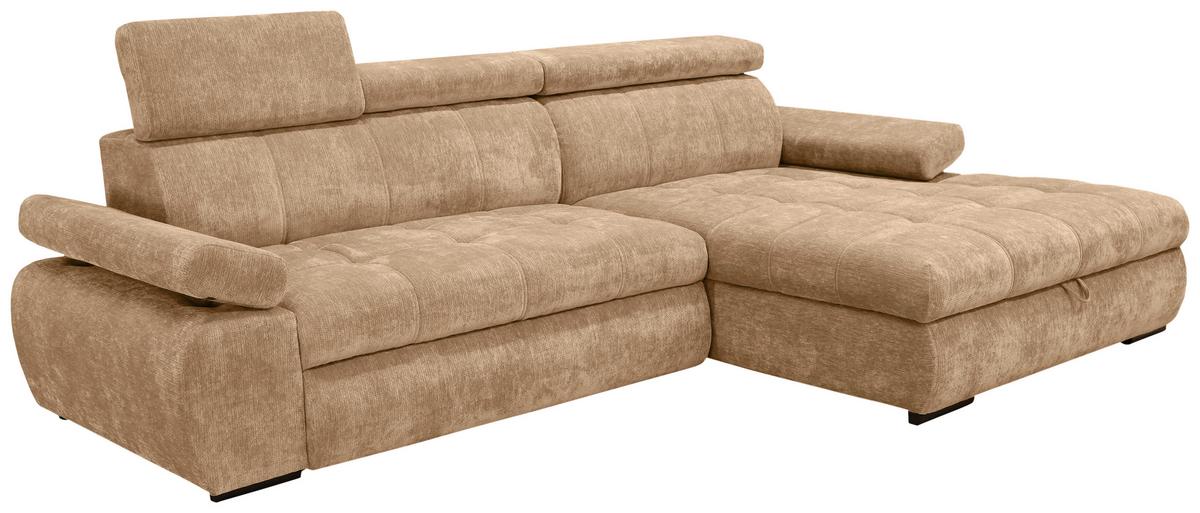 Rohová sedačka VEGAS, pravá, béžovohnedá ženilka - béžovohnedá/čierna, Design, drevo/textil (294/173cm)