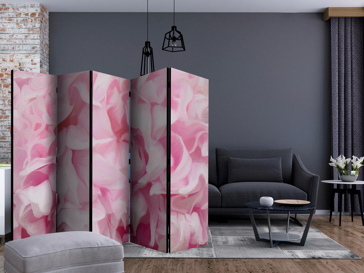 Paravent Pink Hellrosa B: 225 cm - Pink/Hellrosa, Basics, Holz/Textil (225/172/3cm) - artgeist