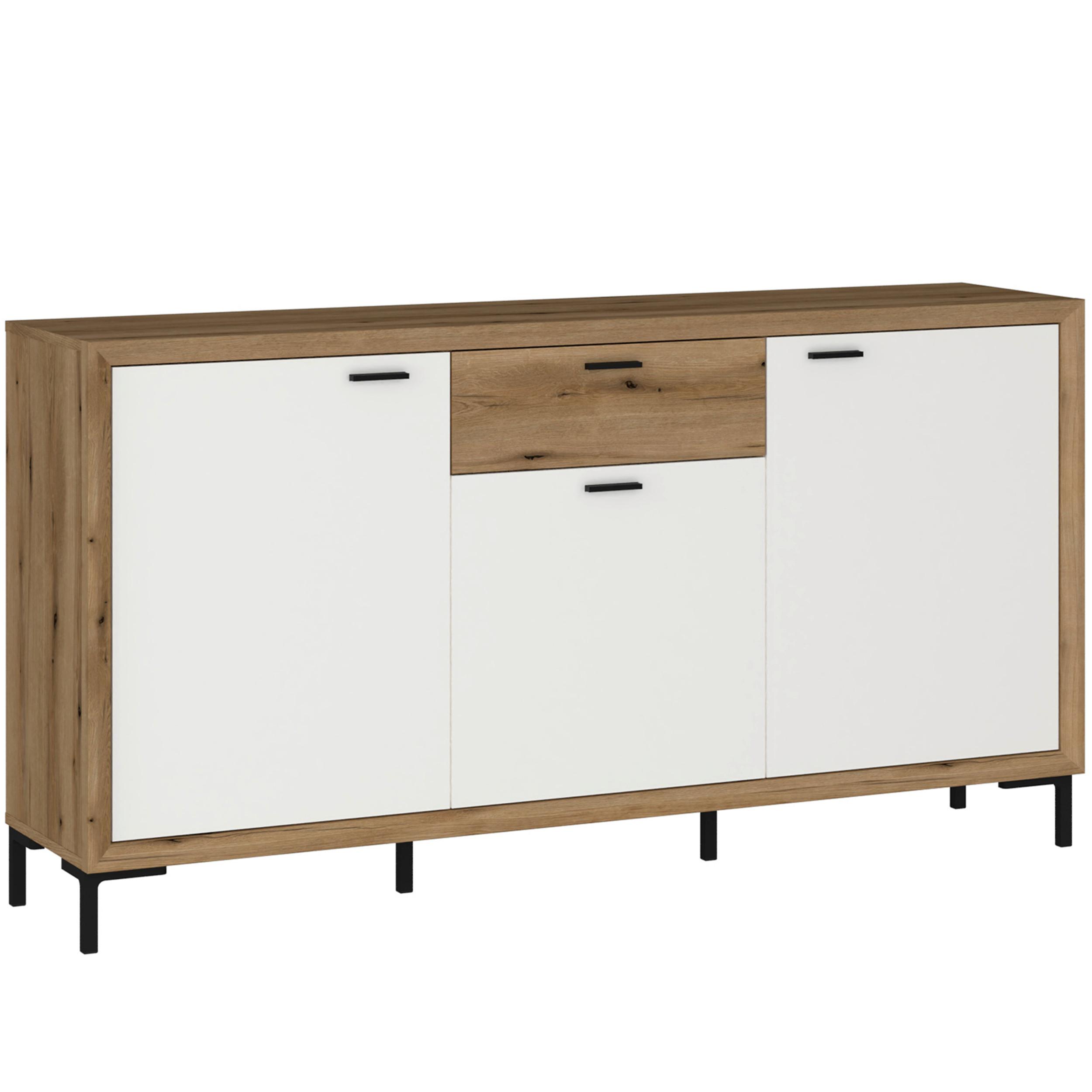 Komód Marinella - kasmírszínű/tölgyfa színű, Trend, faalapú anyag (157,2/86/43cm)