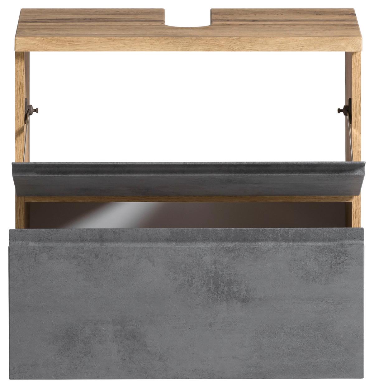 Waschbeckenunterschrank Varese B: 60 cm Hellgrau/Eiche Wotan - Eiche Wotan/Hellgrau, MODERN, Holzwerkstoff (60/56/35cm) - Held