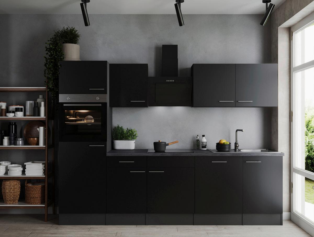 Küchenblock Oliver Grau, Schwarz B: 280 cm - Schwarz/Grau, Design, Holzwerkstoff (280cm) - Respekta