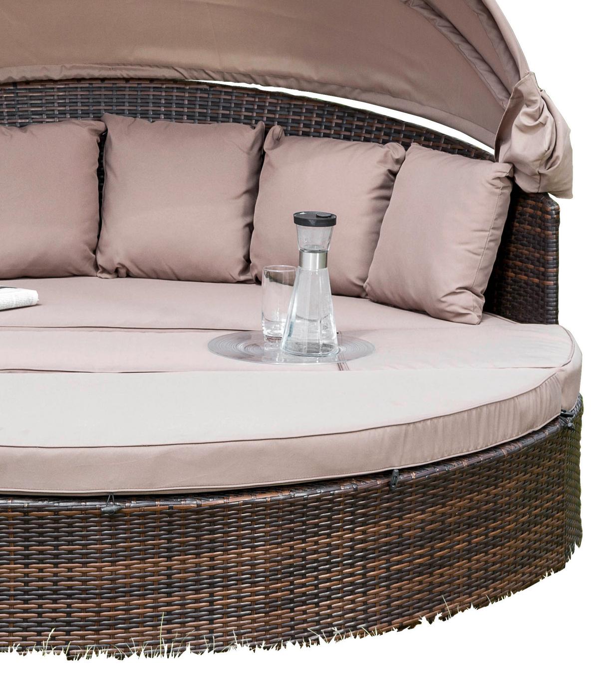 Gartenmuschel Riva Metall/ Kunststoff/Textil verstellbar - Taupe/Braun, KONVENTIONELL, Kunststoff/Textil (180/88/183cm) - Gardenson