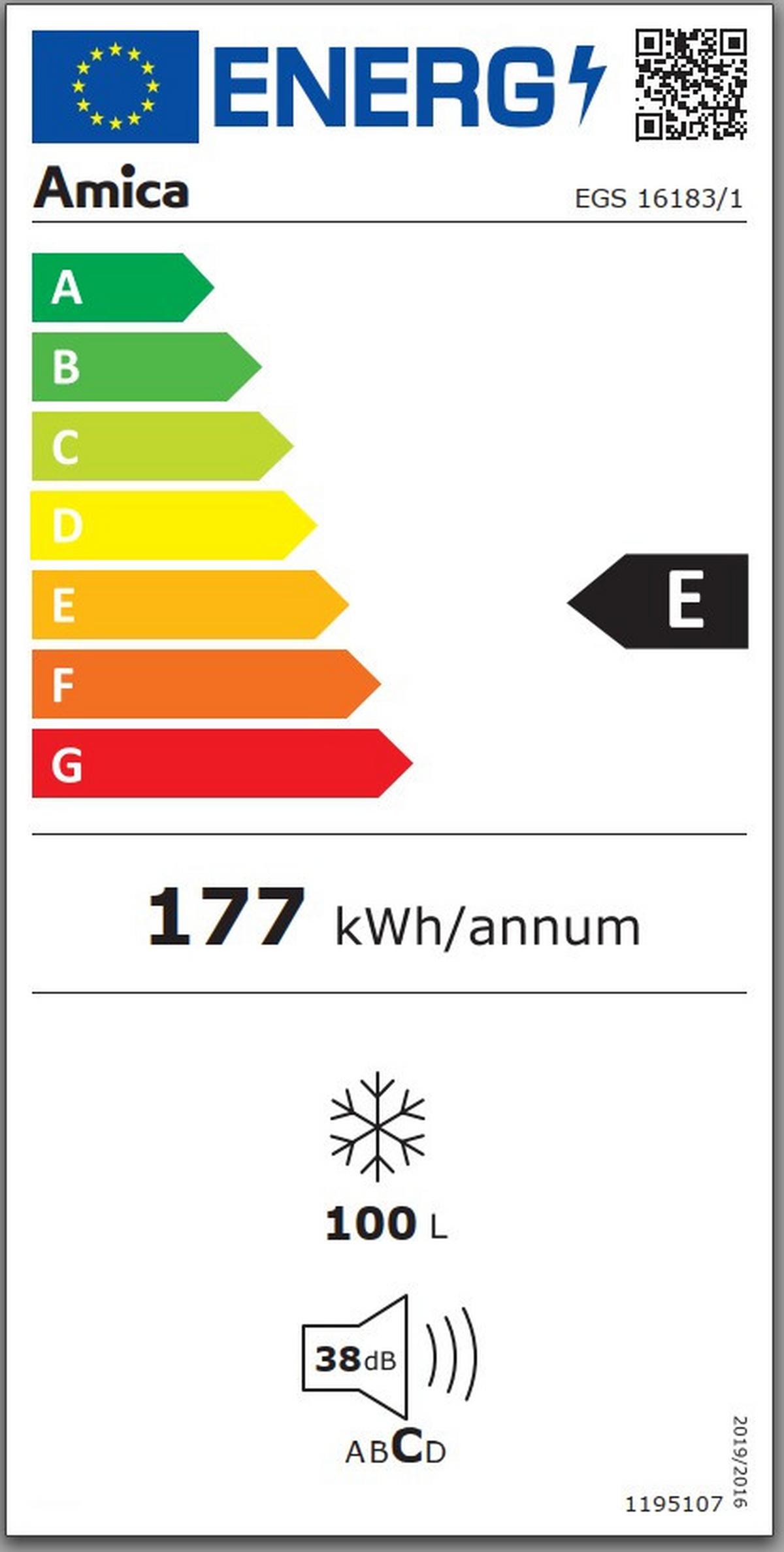 Einbaugefrierschrank Egs 16183/1 - Weiß, MODERN, Glas/Metall (54/87,1/54cm) - Amica