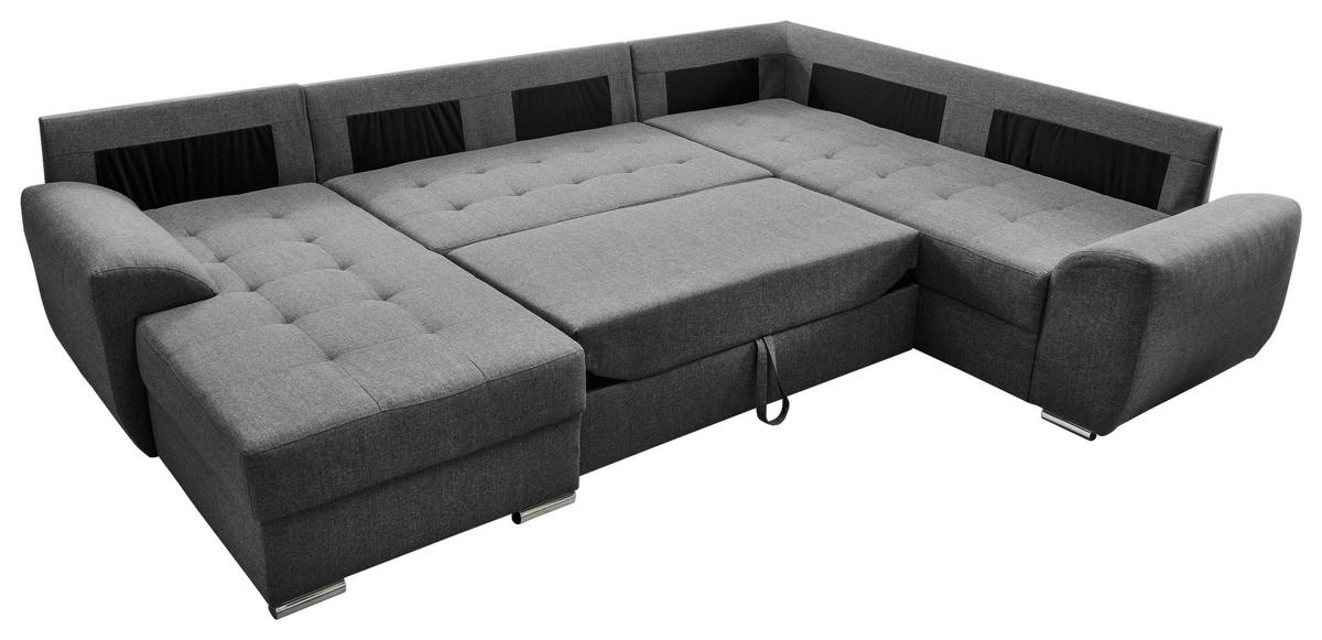 Wohnlandschaft mit Schlaffunktion Sinja - Chromfarben/Anthrazit, KONVENTIONELL, Textil (156/292/218cm) - Livetastic
