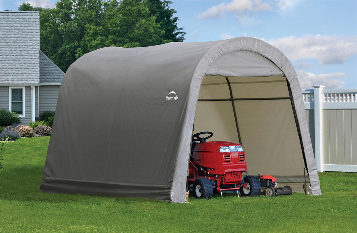 Zeltgarage Shed-In-A-Box 9m² Round Top - Grau, Basics, Kunststoff (300/240/300cm)