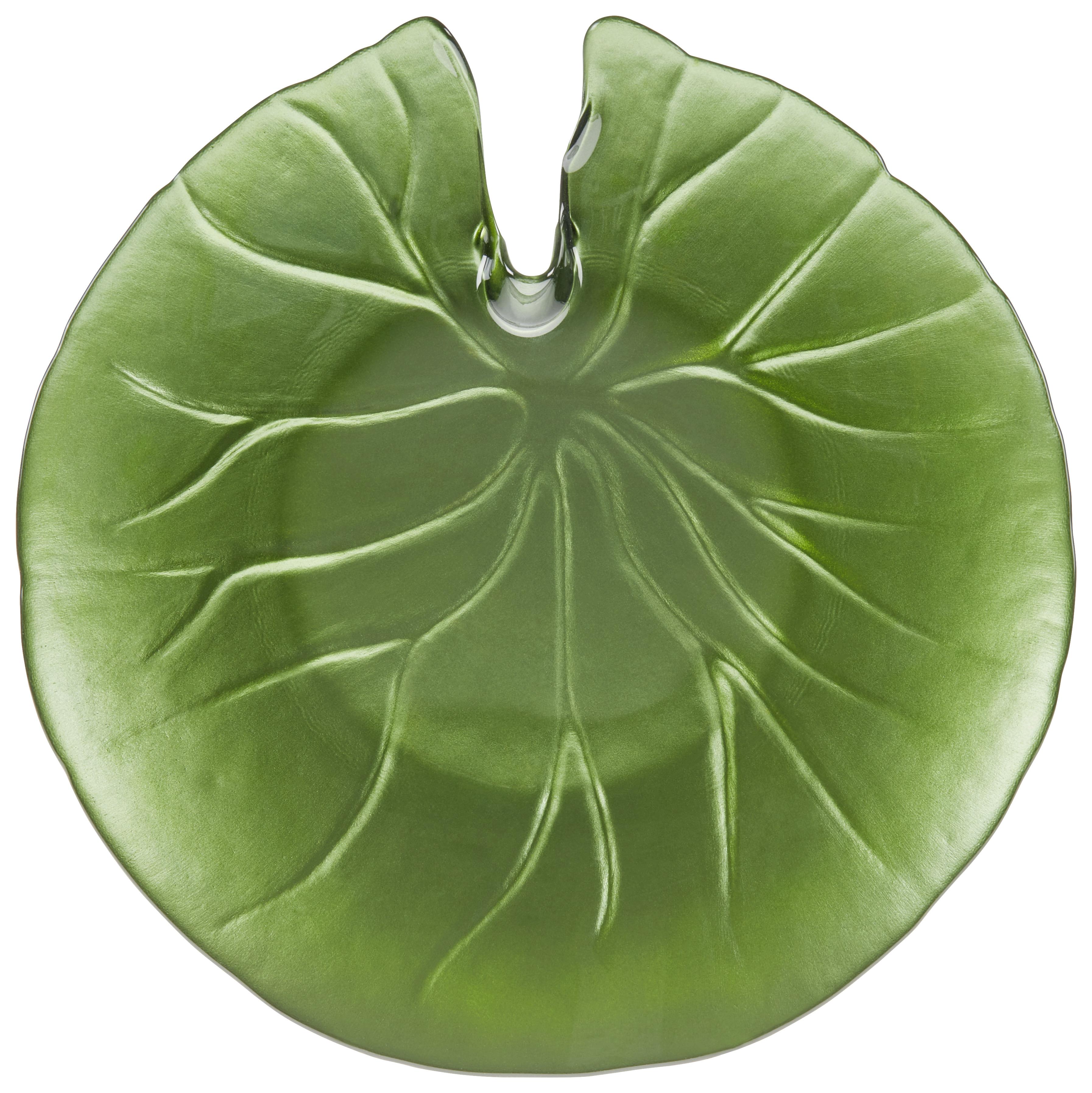 Dekoteller Lotus Grün Glas DxH: 28x2,5 cm - Grün, Trend, Glas (28/2,5cm) - Luca Bessoni