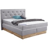 Boxspringbett mit Bettschublade 160x200 Mara - Eichefarben/Hellgrau, KONVENTIONELL, Holz/Textil (160/200cm)