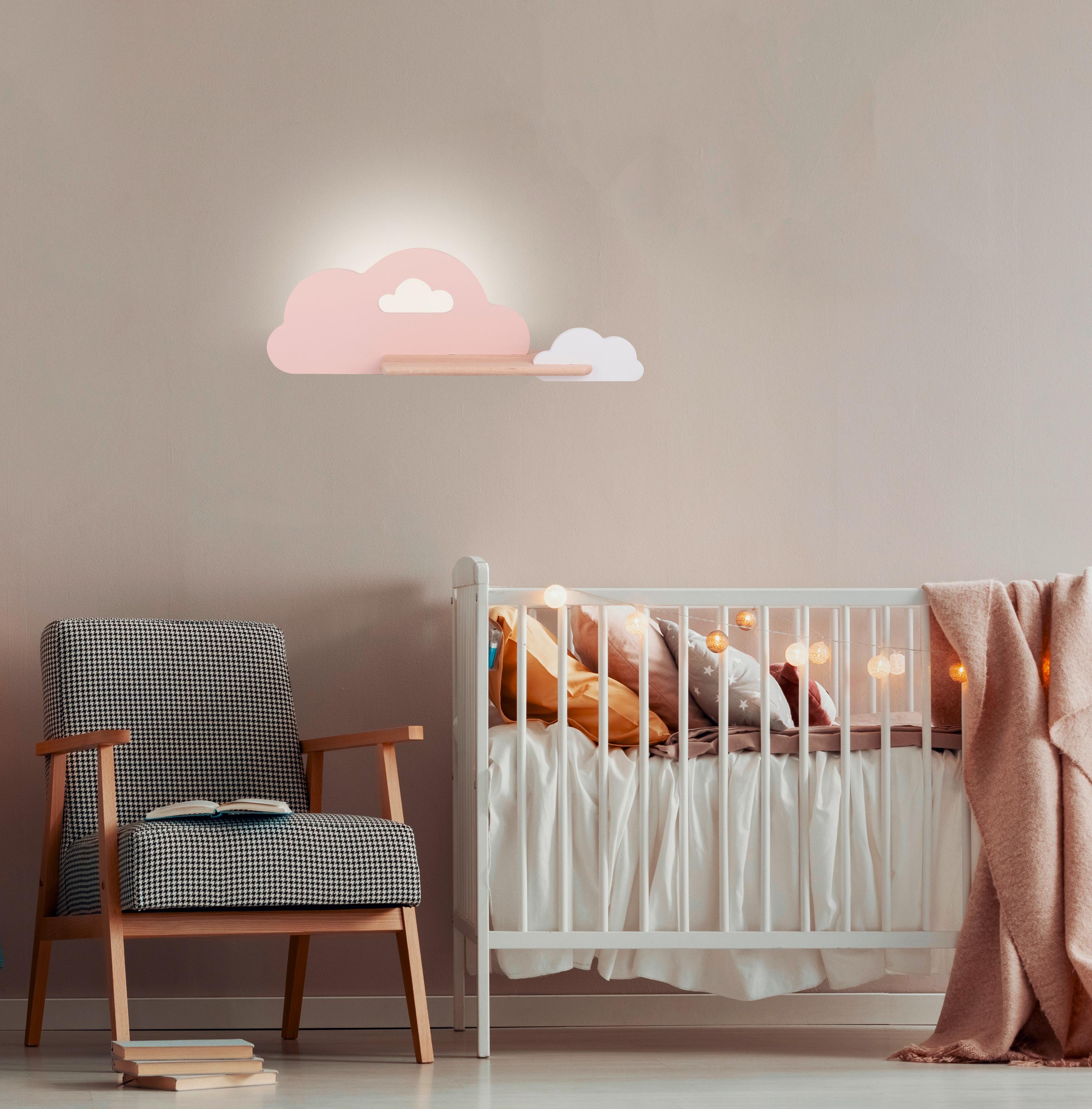 Kinderwandleuchte 21-75703 Cloud - Pink/Weiß, Basics, Holz/Holzwerkstoff (53/12/18.5cm)