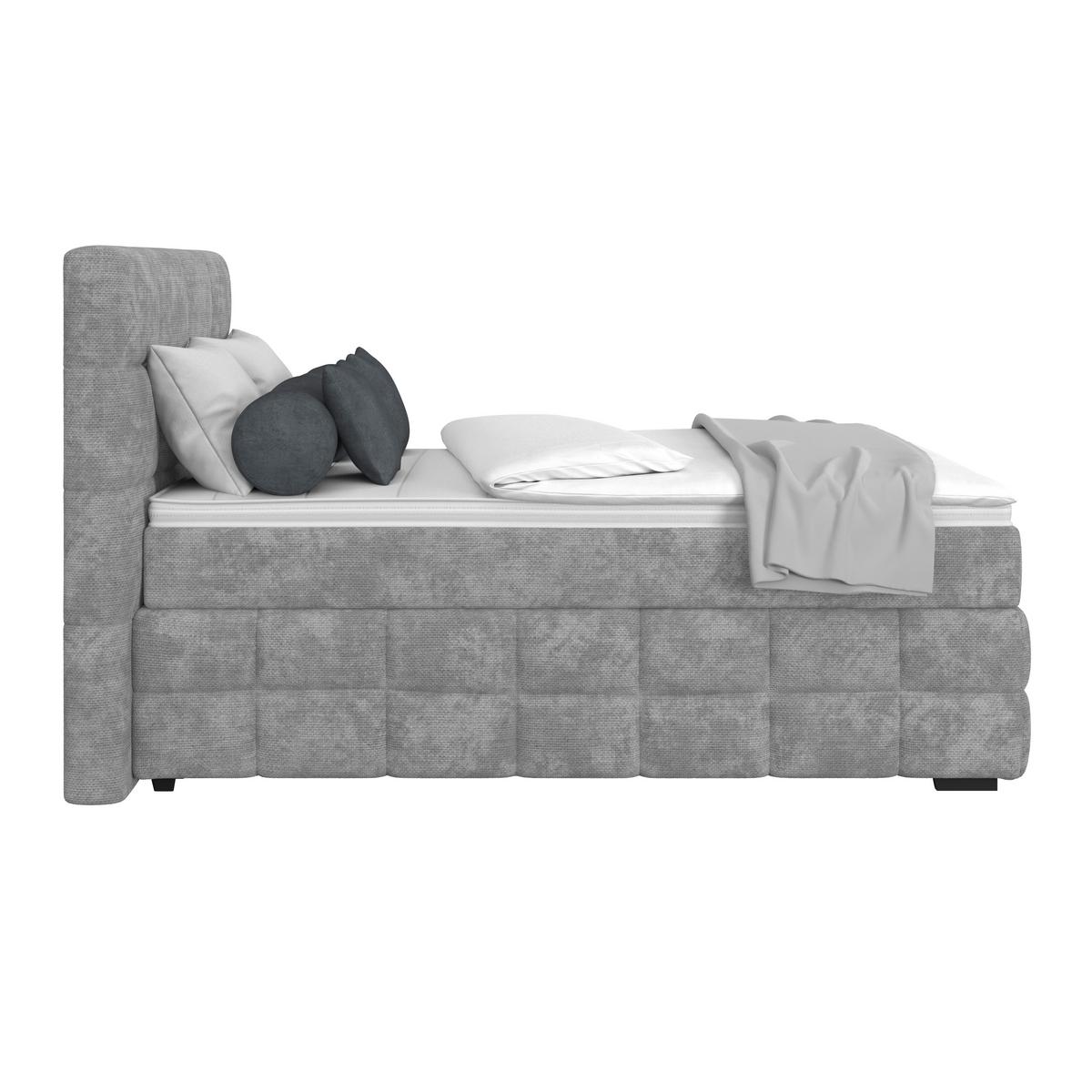 Čalúnená posteľ VEGA 140x200 cm, sivá - čierna/sivá, Trend, drevo/textil (140/200cm)