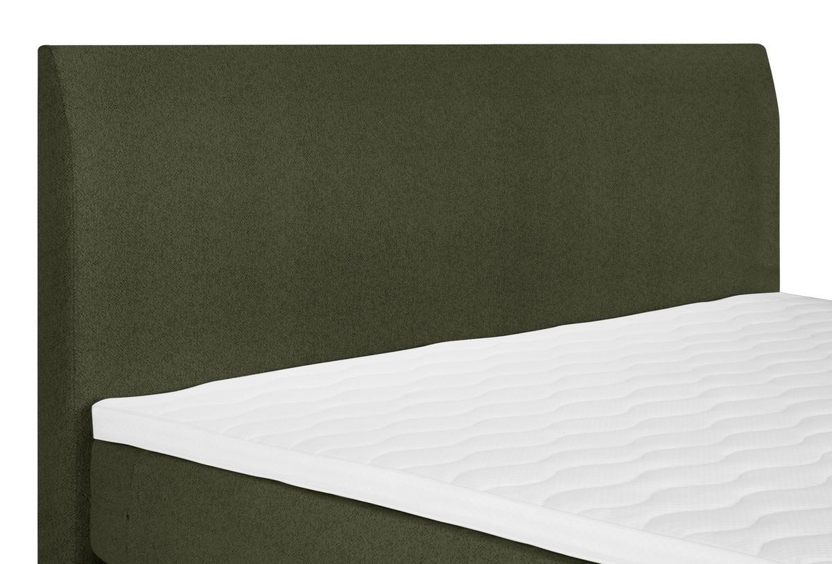 Boxspringbett Linz 140x200 cm D.grün inkl. Topper - Dunkelgrün/Schwarz, MODERN, Textil (140/200cm) - MID.YOU