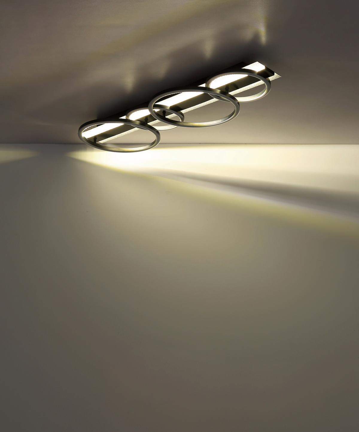 LED-Deckenleuchte 4000k., 55w - Silberfarben/Schwarzchrom, Design, Kunststoff/Metall (86,2/30/8,8cm) - Globo