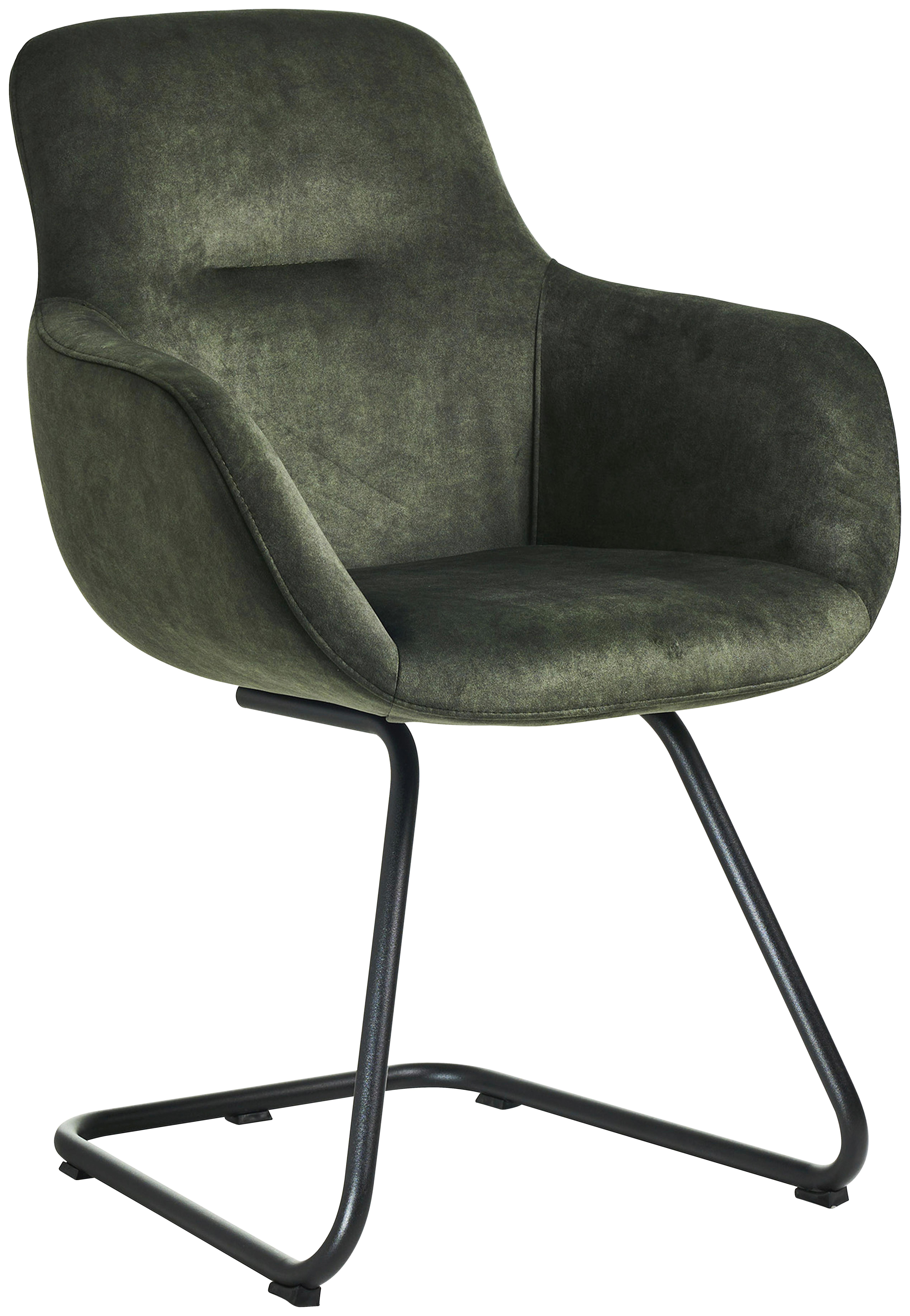 STOLIČKA S PODRÚČKAMI SWING-CHA - čierna/lesná zelená, Basics, kov/textil (62/89/61cm) - Celina Home