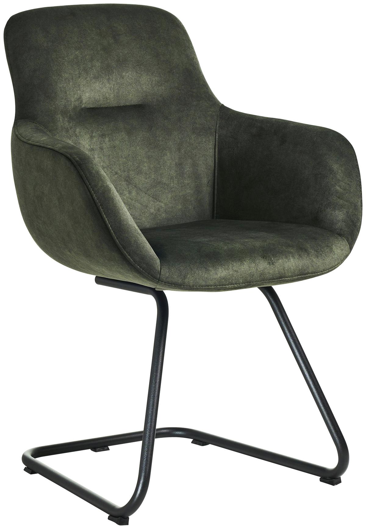 STOLIČKA S PODRÚČKAMI SWING-CHA - čierna/lesná zelená, Basics, kov/textil (62/89/61cm) - Celina Home