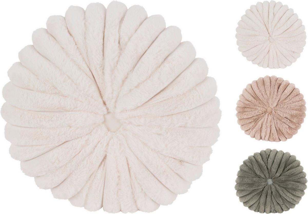 Műszörme Díszpárna Button - pink/olívazöld, műanyag (35/10/35cm)