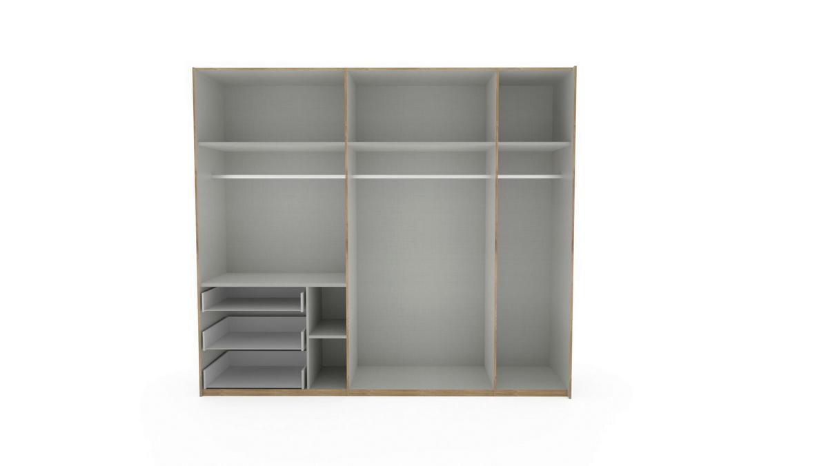 Schwebetürenschrank Level 36 A Graphit/Eiche/Spiegel,b:250cm - Eichefarben/Graphitfarben, MODERN, Glas/Holzwerkstoff (250/216/65cm) - MID.YOU