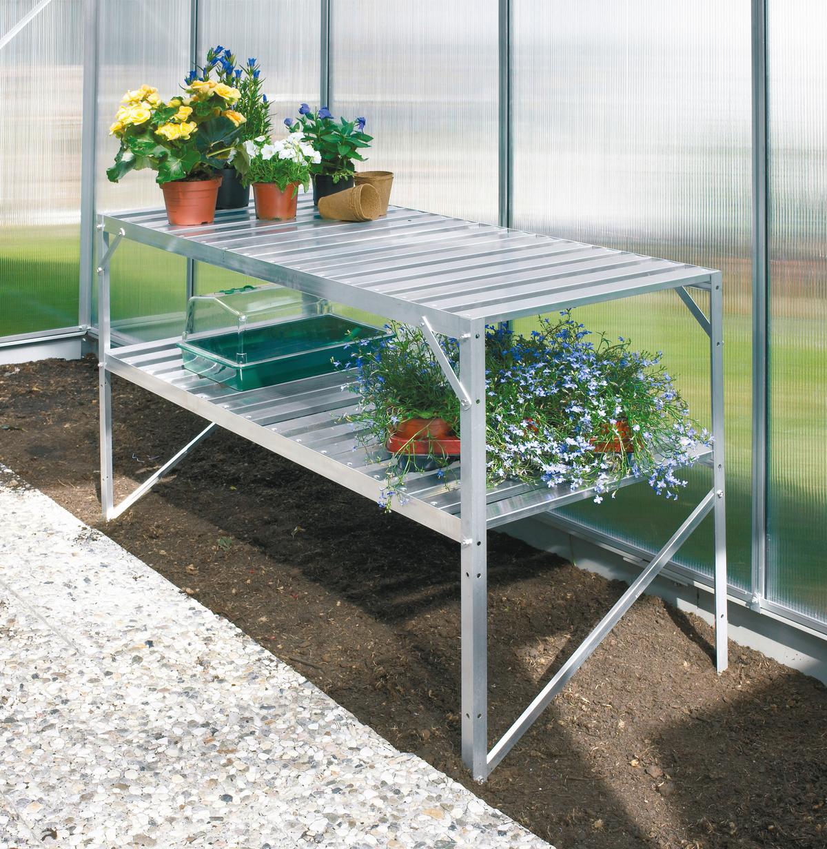 Gewächshaustisch 260125 - Alufarben, Basics, Metall (121/76/54cm)