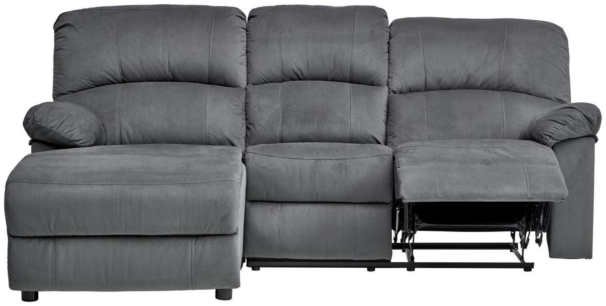 Ecksofa Boston - Schwarz/Grau, Basics, Textil/Metall (159/216cm) - P & B