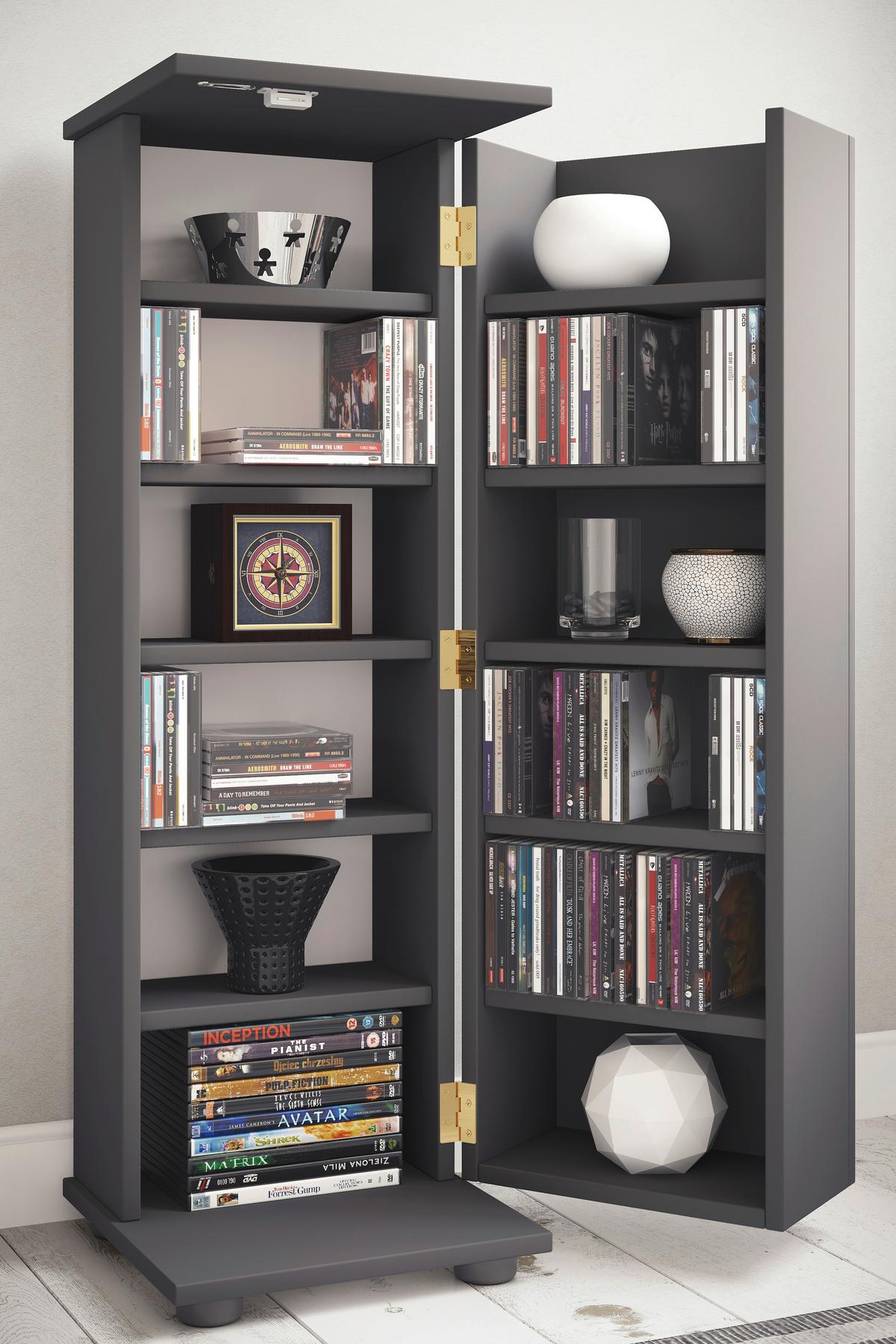 CD-Regal Engalo Anthrazit B: 31 cm - Anthrazit/Schwarz, Design, Holzwerkstoff (31/93/31cm) - MID.YOU