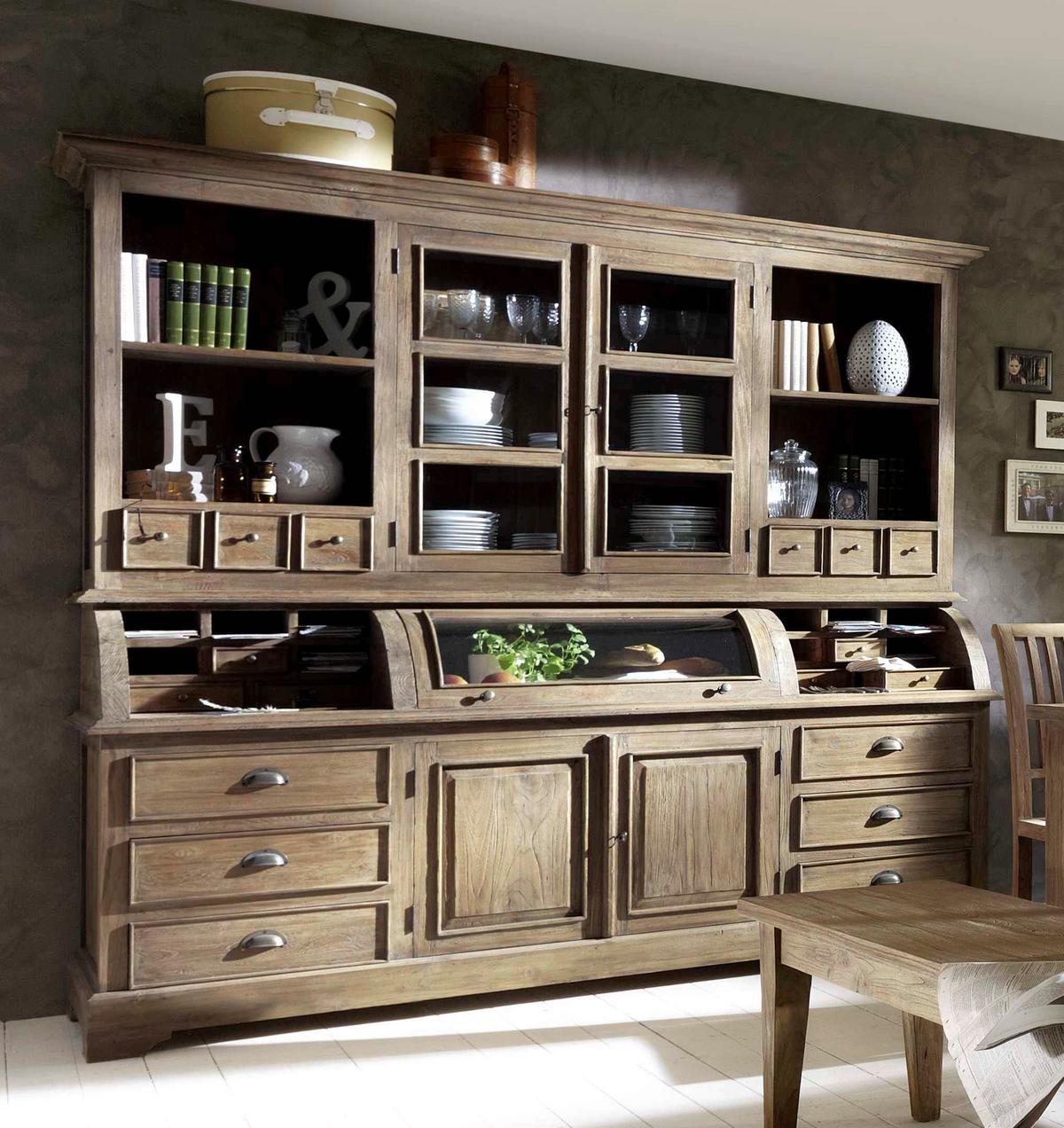Buffet Teakholz B: 220cm - Naturfarben, Design, Holz (220/210/60cm) - MID.YOU