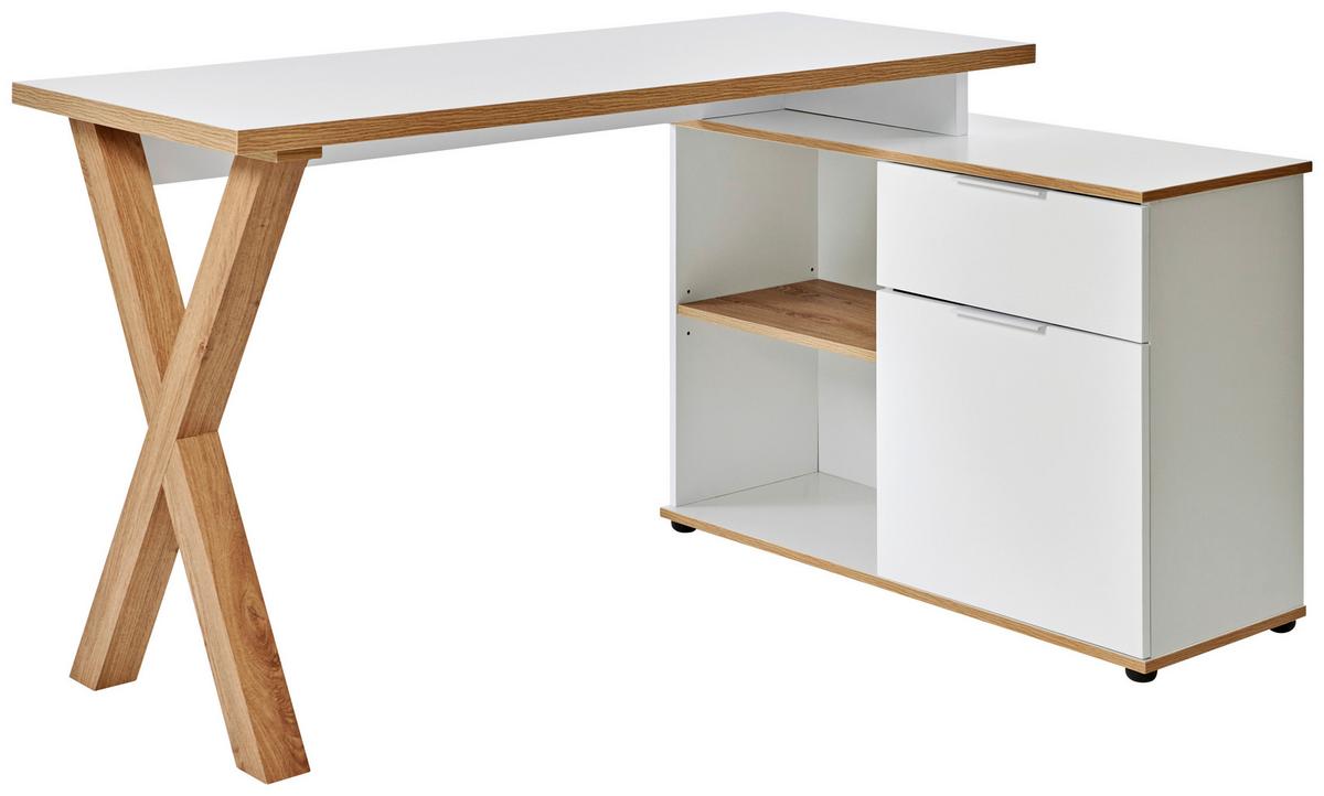 Eckschreibtisch X-Club C 40 E - Eichefarben/Weiß, MODERN, Holzwerkstoff (140/95/76cm) - Livetastic