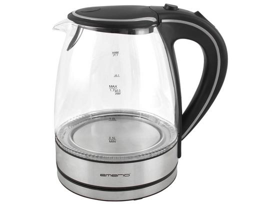 Wasserkocher Emerio Wk-108084 - Schwarz/Alufarben, MODERN, Glas/Kunststoff (19,8/23/16,6cm) Wasserkocher Emerio Wk-108084 - Schwarz/Alufarben, MODERN, Glas/Kunststoff (19,8/23/16,6cm)