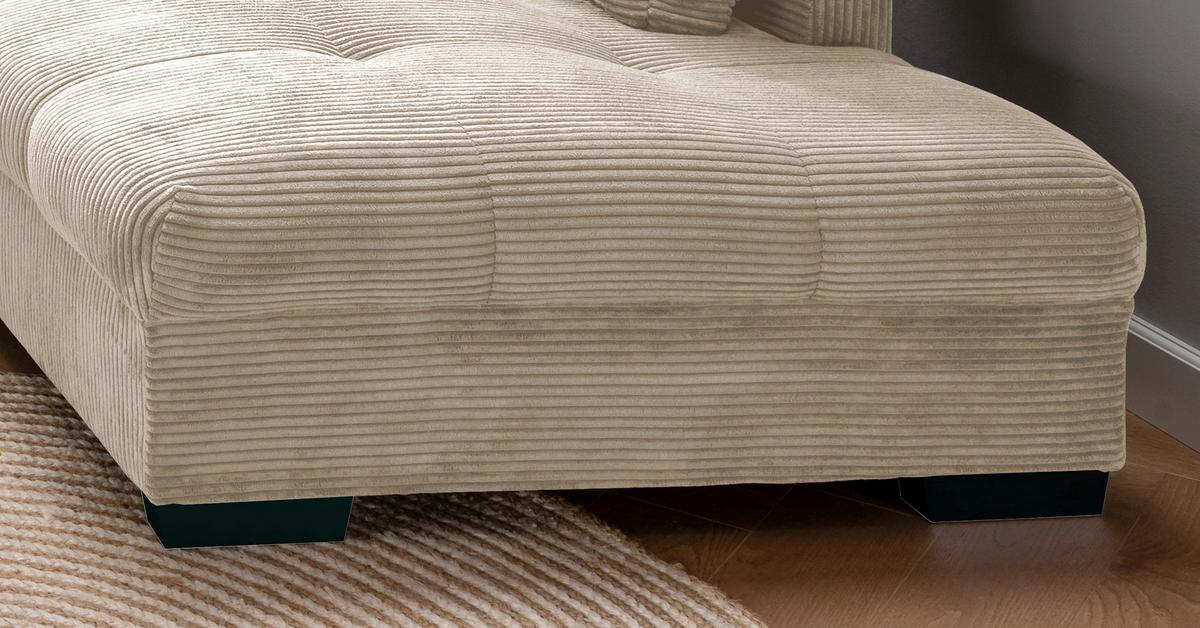 Rohová sedačka ALVITO, pravá, béžový manšestr - šedá/černá, Design, dřevo/textil (298/202cm) - MID.YOU