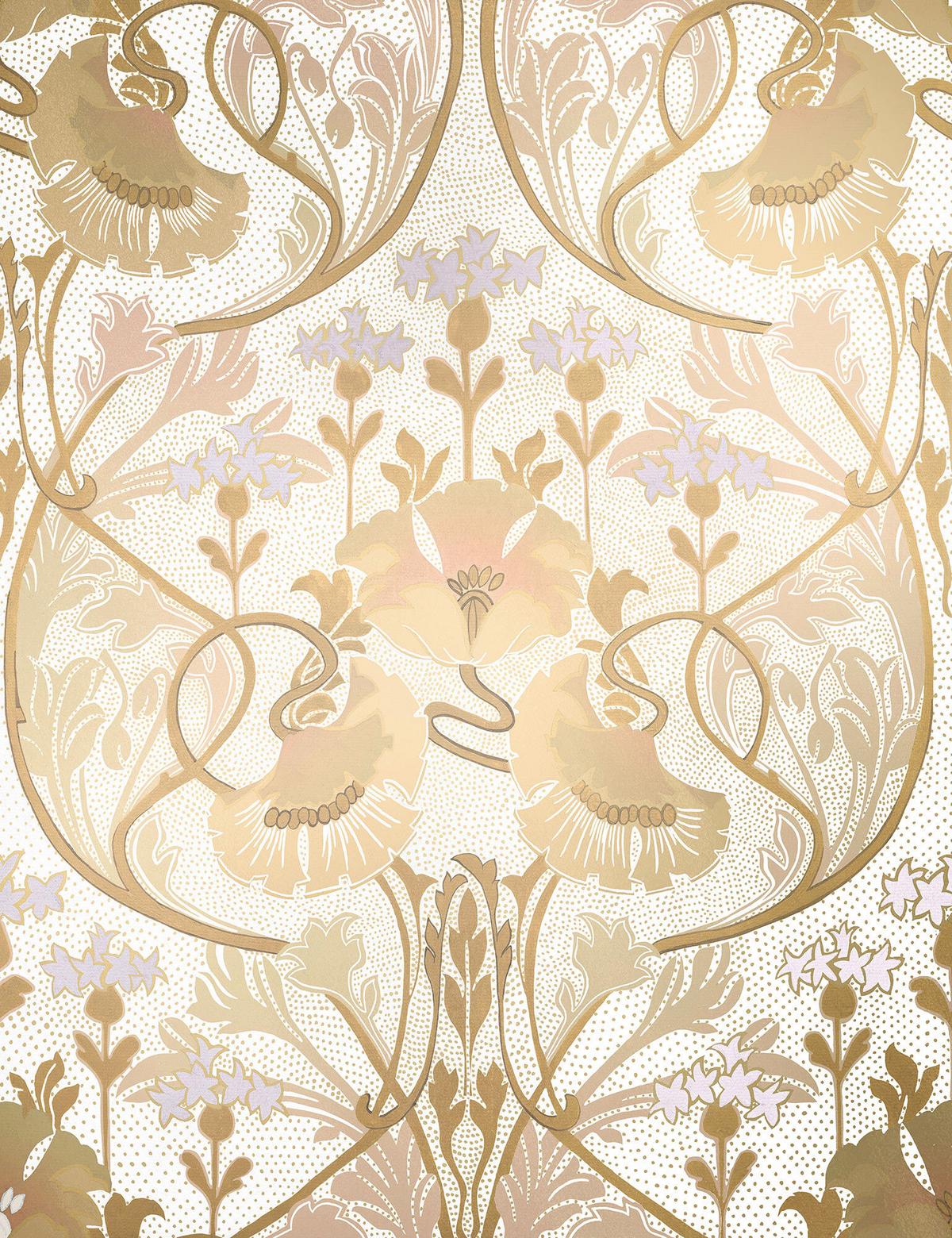 Fototapete Rsx4-021 Fino - Goldfarben/Weiß, Trend (200/260cm)