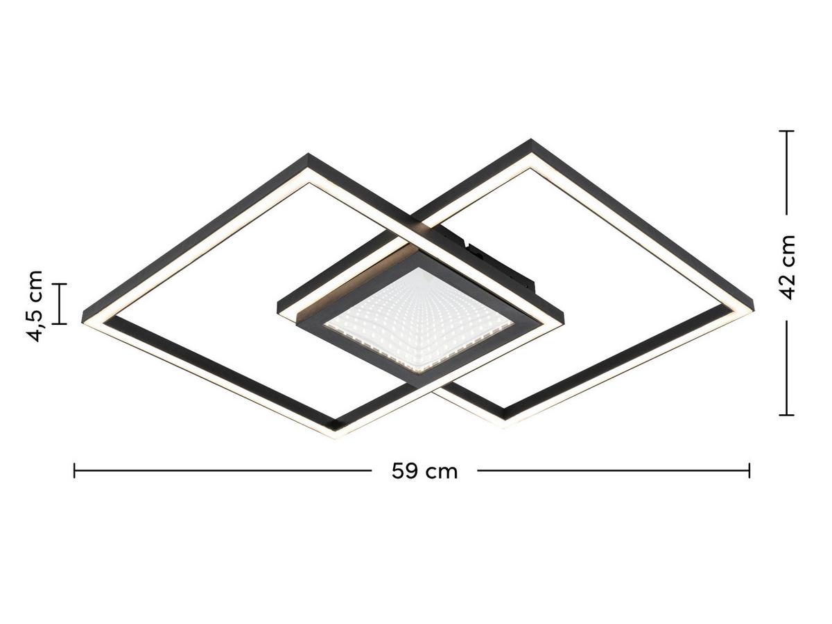 STROPNÍ LED SVÍTIDLO VUIO - černá, Moderní, kov/plast (59/42/4,5cm) - Mömax