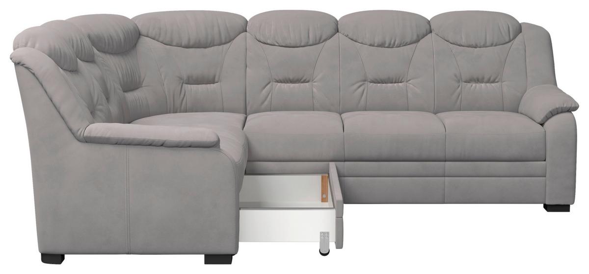 Ecksofa Marcus - Hellgrau/Schwarz, Basics, Textil (211/263cm) - MID.YOU