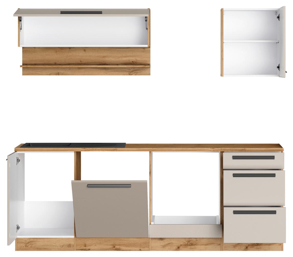 Küchenleerblock Aveiro Kaschmir/Eiche Wotan B: 220cm - Kaschmir/Eiche Wotan, Trend, Holzwerkstoff (220cm) - Held