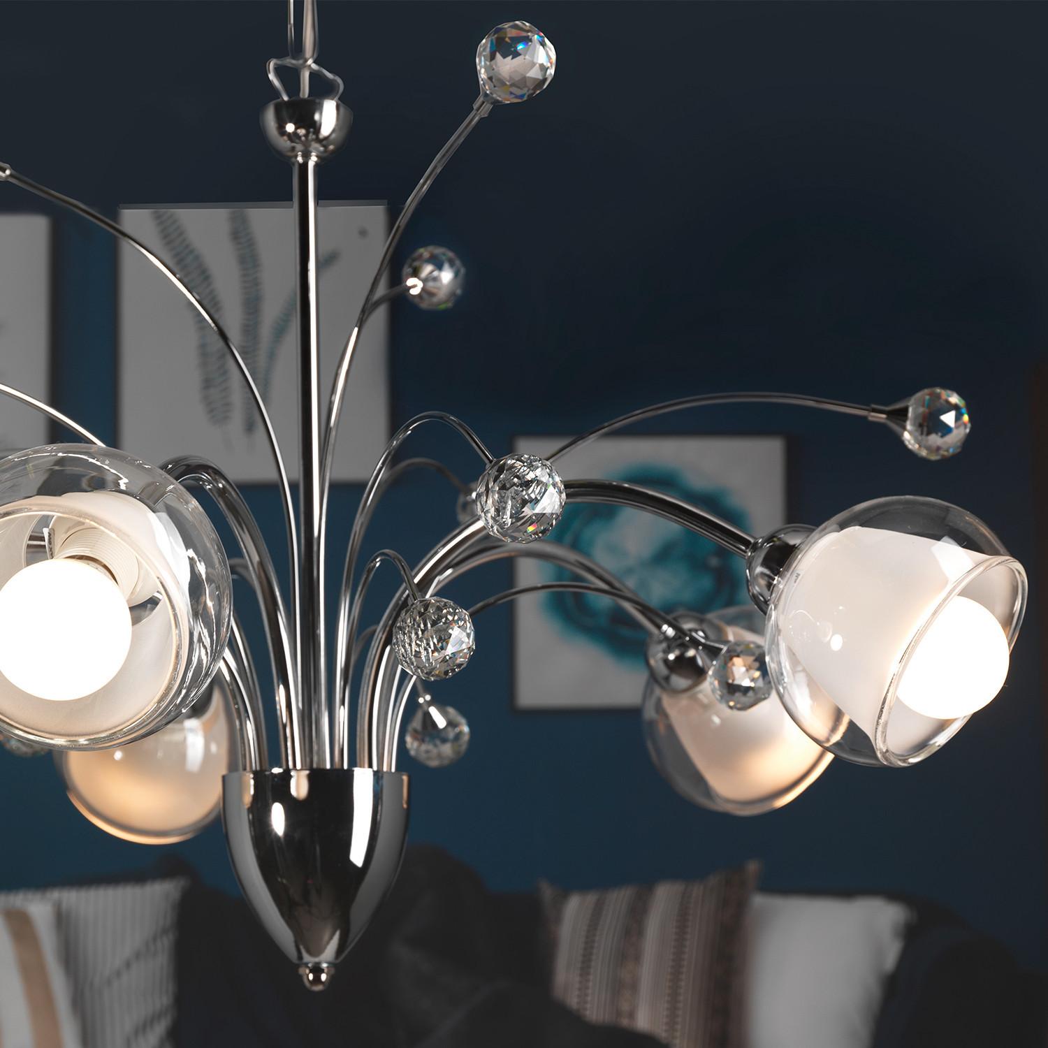 Kronleuchter 4775/5 - Chromfarben, KONVENTIONELL, Glas/Metall (60/110cm)