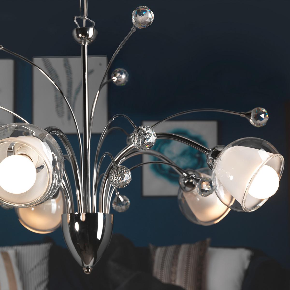 Kronleuchter 4775/5 - Chromfarben, KONVENTIONELL, Glas/Metall (60/110cm)