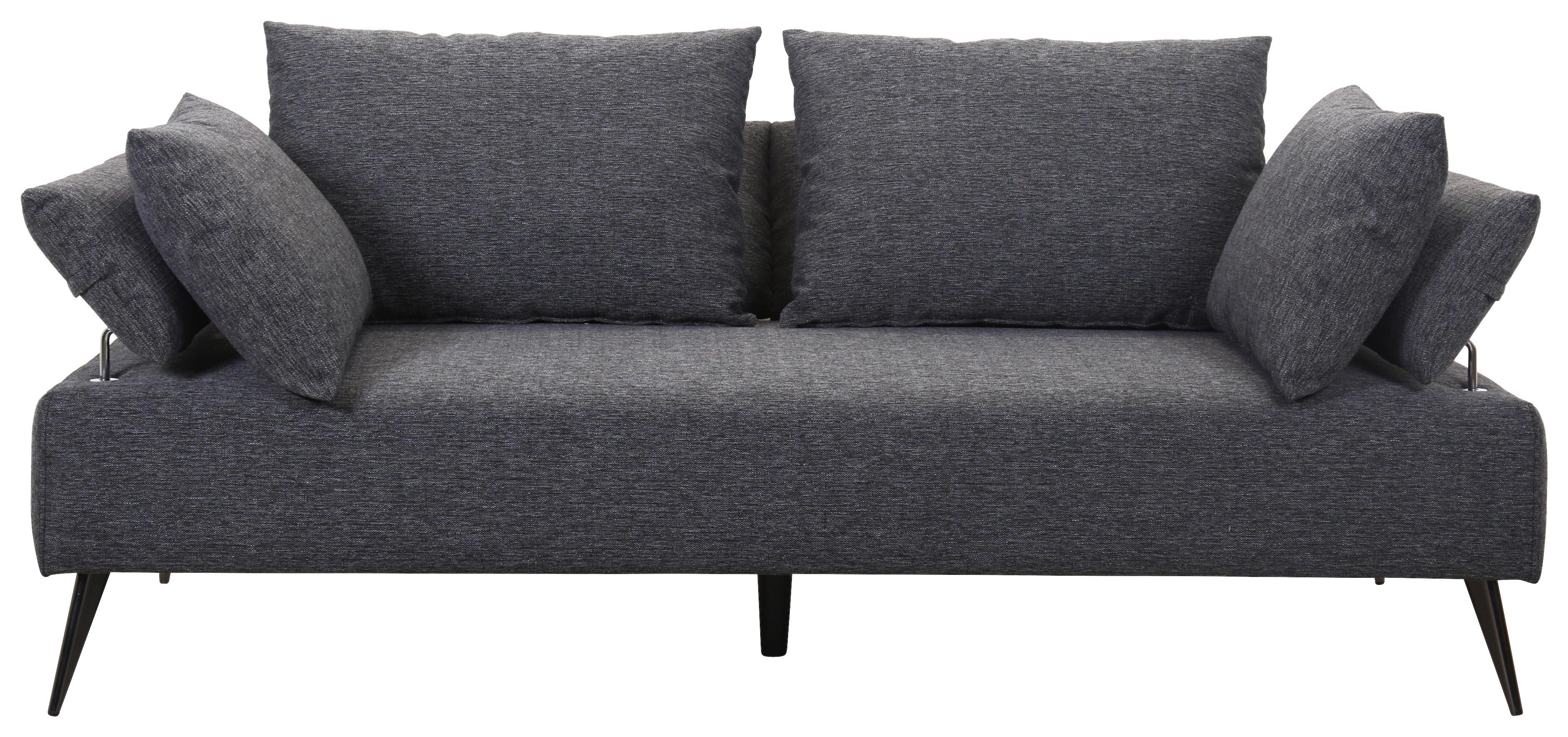 Schlafsofa Genf - Dunkelgrau/Schwarz, Design, Textil (207/85/90cm) - Livetastic