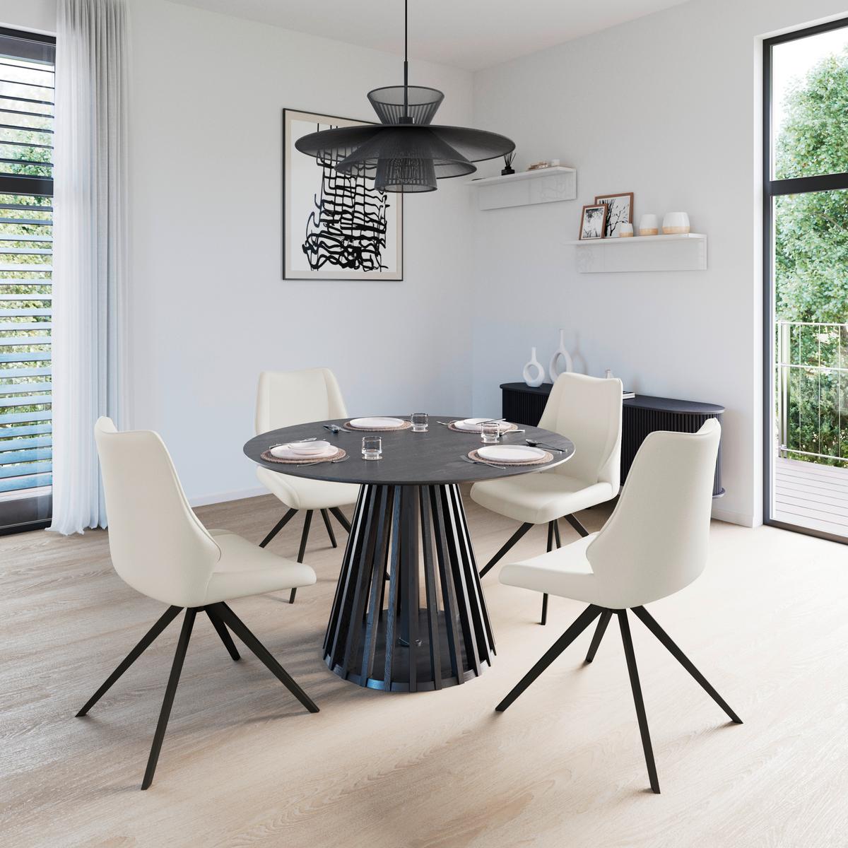 Otoční židle MILANA - černá/světle šedá, Moderní, kov/dřevo (54/93/59cm) - Bessagi Home