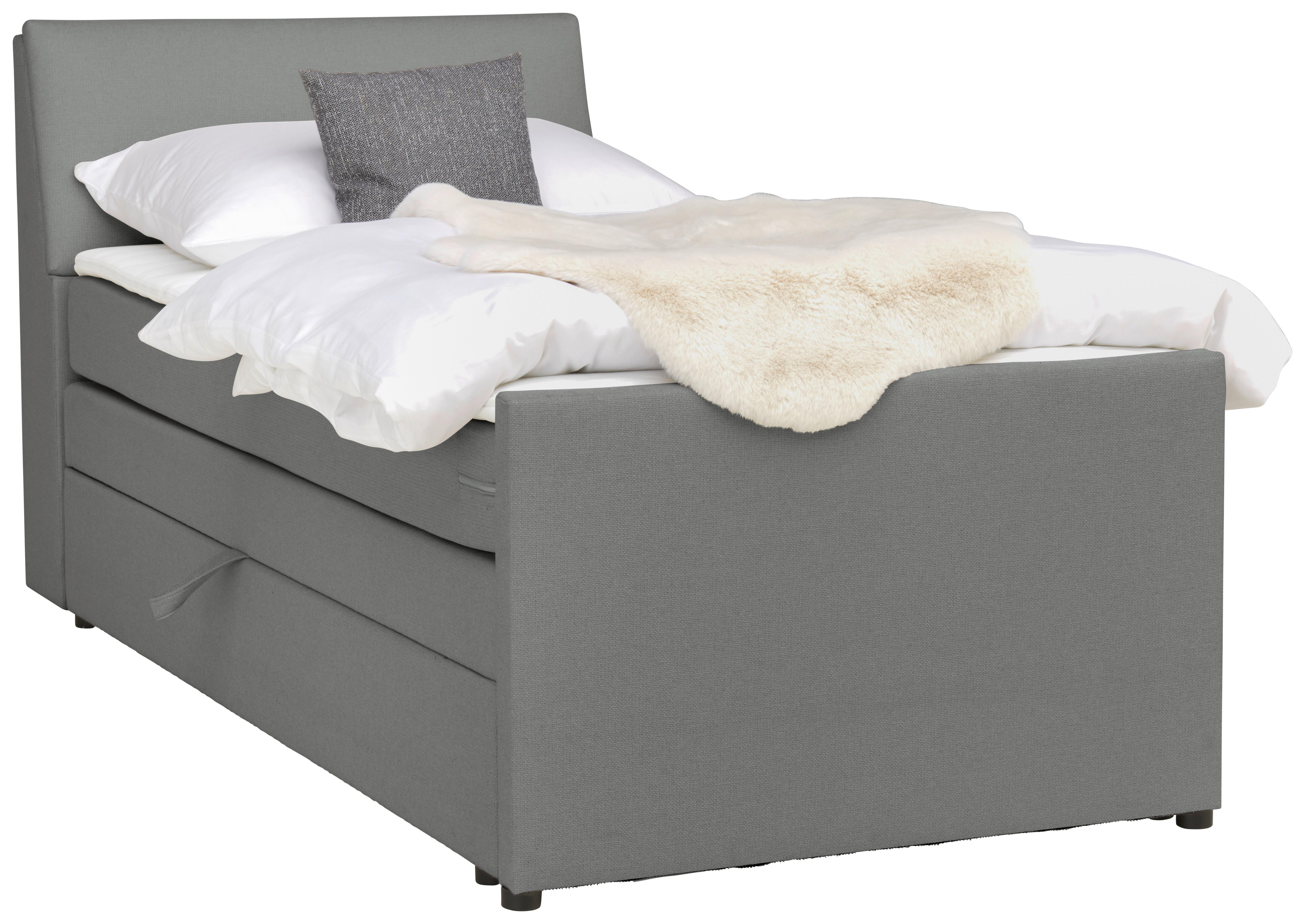 Boxspringbett Mit Bettkasten Nida 100x200 Cm Grau - Schwarz/Grau, MODERN, Holz/Textil (100/200cm) - MID.YOU