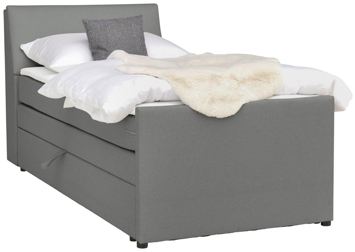 Boxspringbett Mit Bettkasten Nida 100x200 Cm Grau - Schwarz/Grau, MODERN, Holz/Textil (100/200cm) - MID.YOU