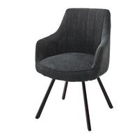 Armlehnstuhl Sassello Chentille Anthrazit 180°drehb. - Anthrazit/Schwarz, KONVENTIONELL, Textil/Metall (60/87/61cm)