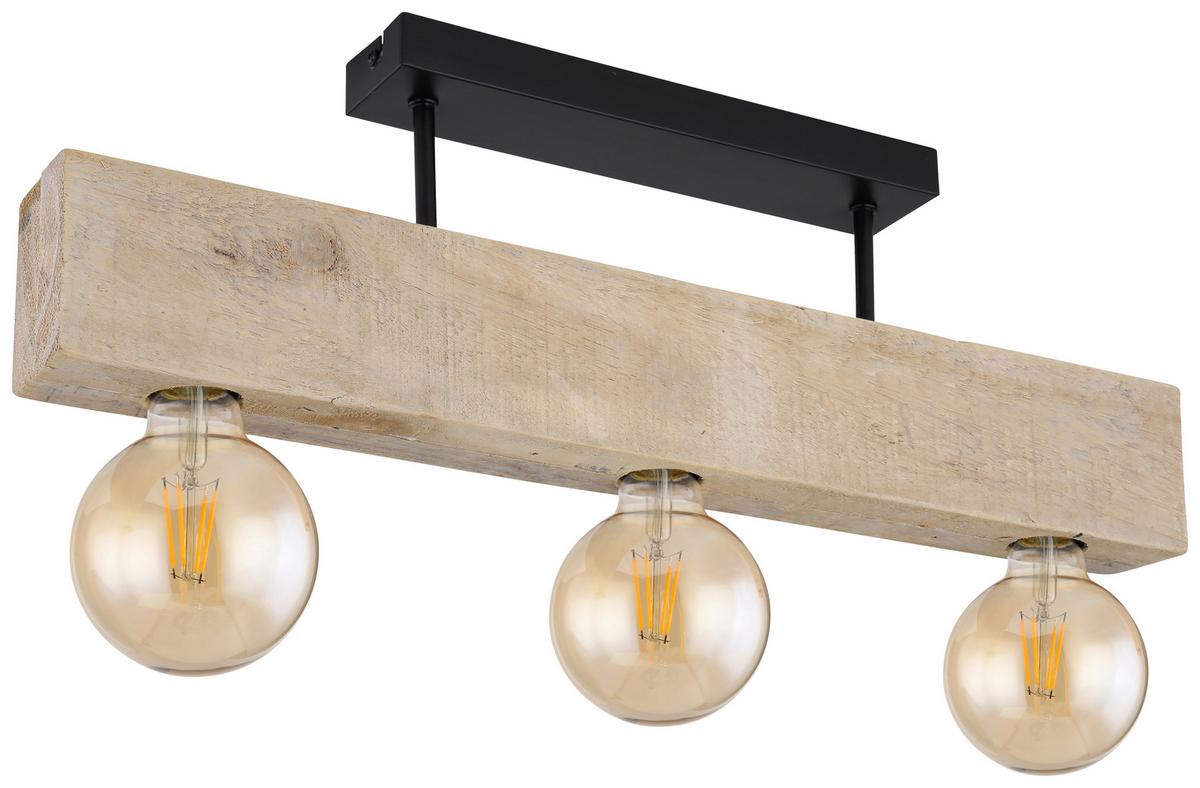 Deckenleuchte Adalie L: 60 Cm - Dunkelbraun/Schwarz, Natur, Holz/Metall (60/6/19cm) - Globo
